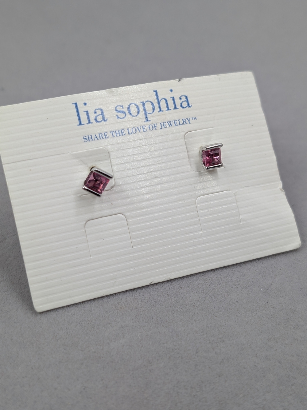 Lia Sophia Crystal Palette Pink Crystal Silver Tone Stud Earrings | M287